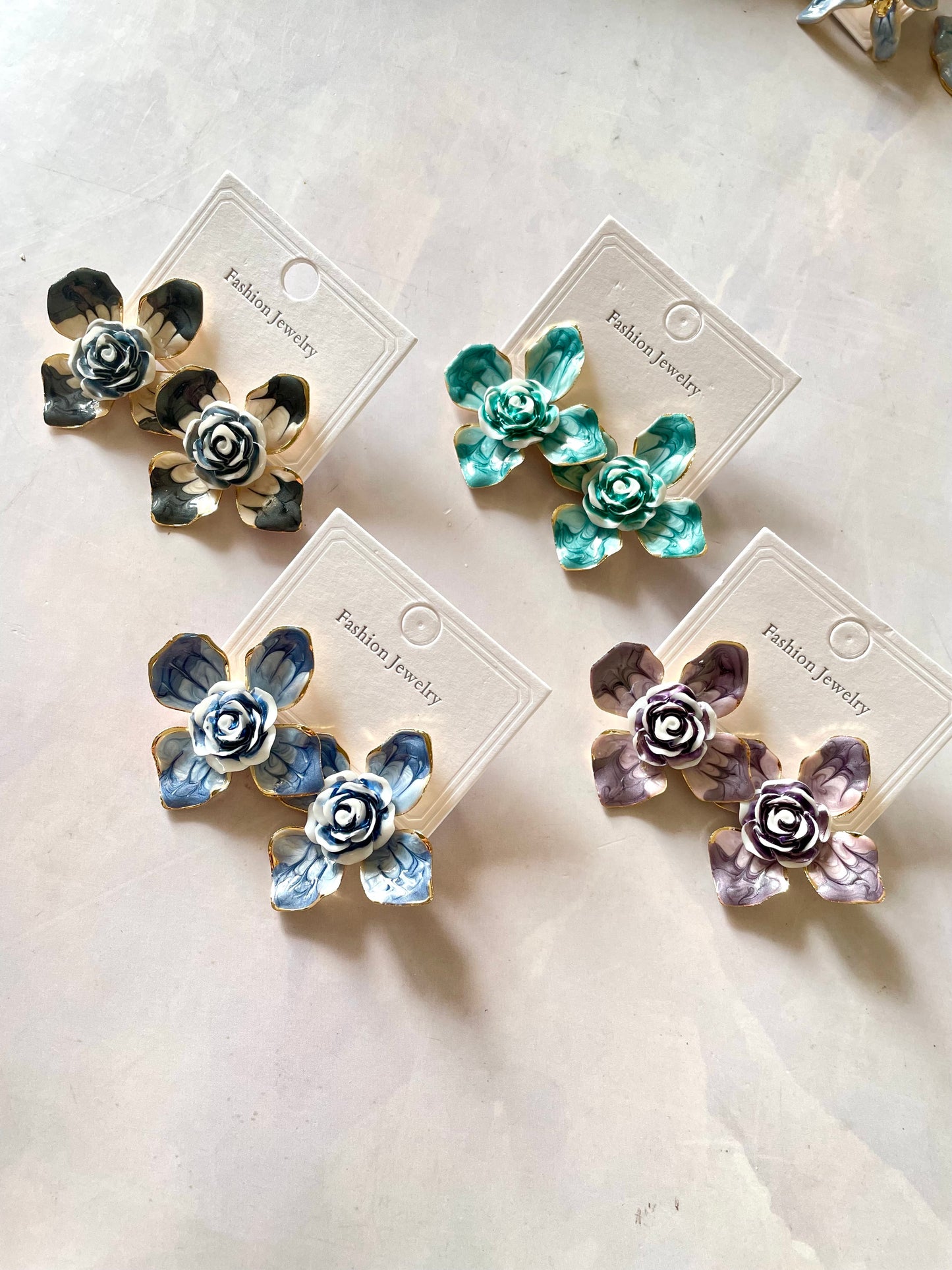 Flower enamel studs
