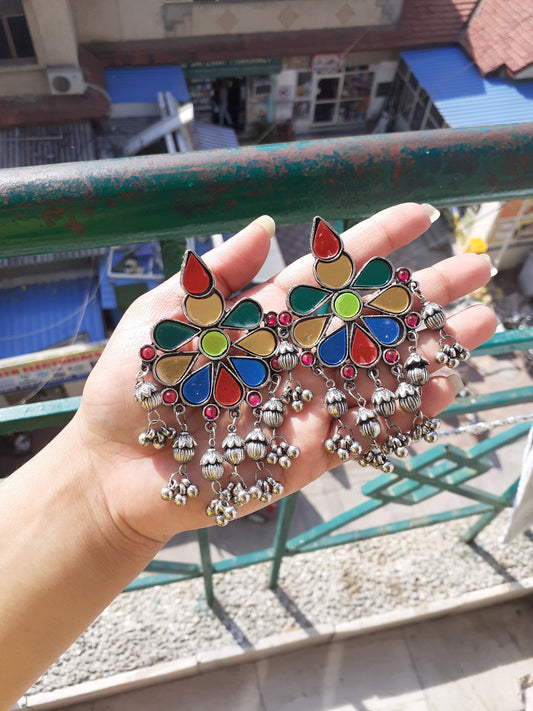 Mirror multicolour jhumka