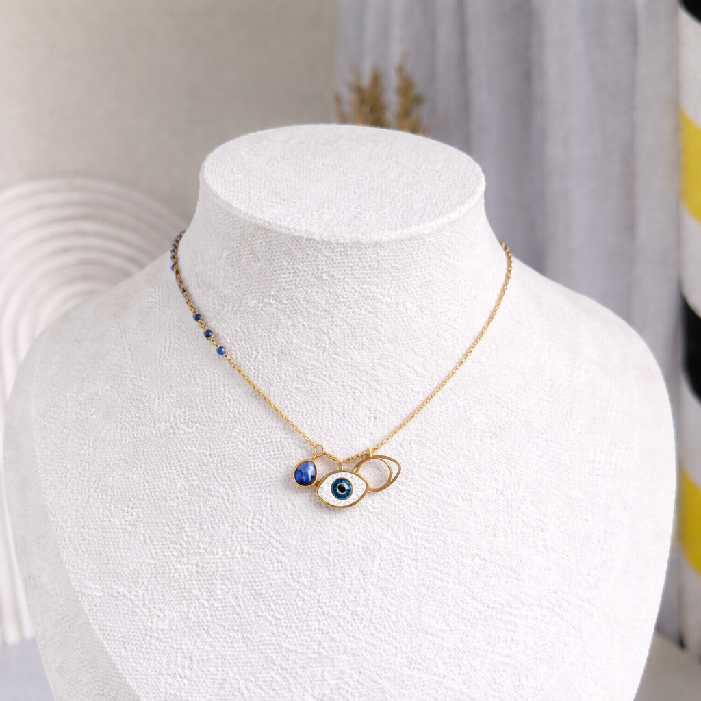 Evil eye premium Antitarnished necklace jewellerylovers