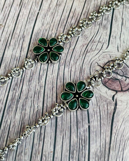 Brass flower Crystal anklets