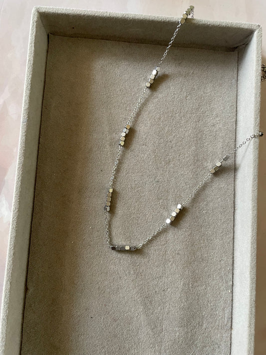 Silver beaded necklace