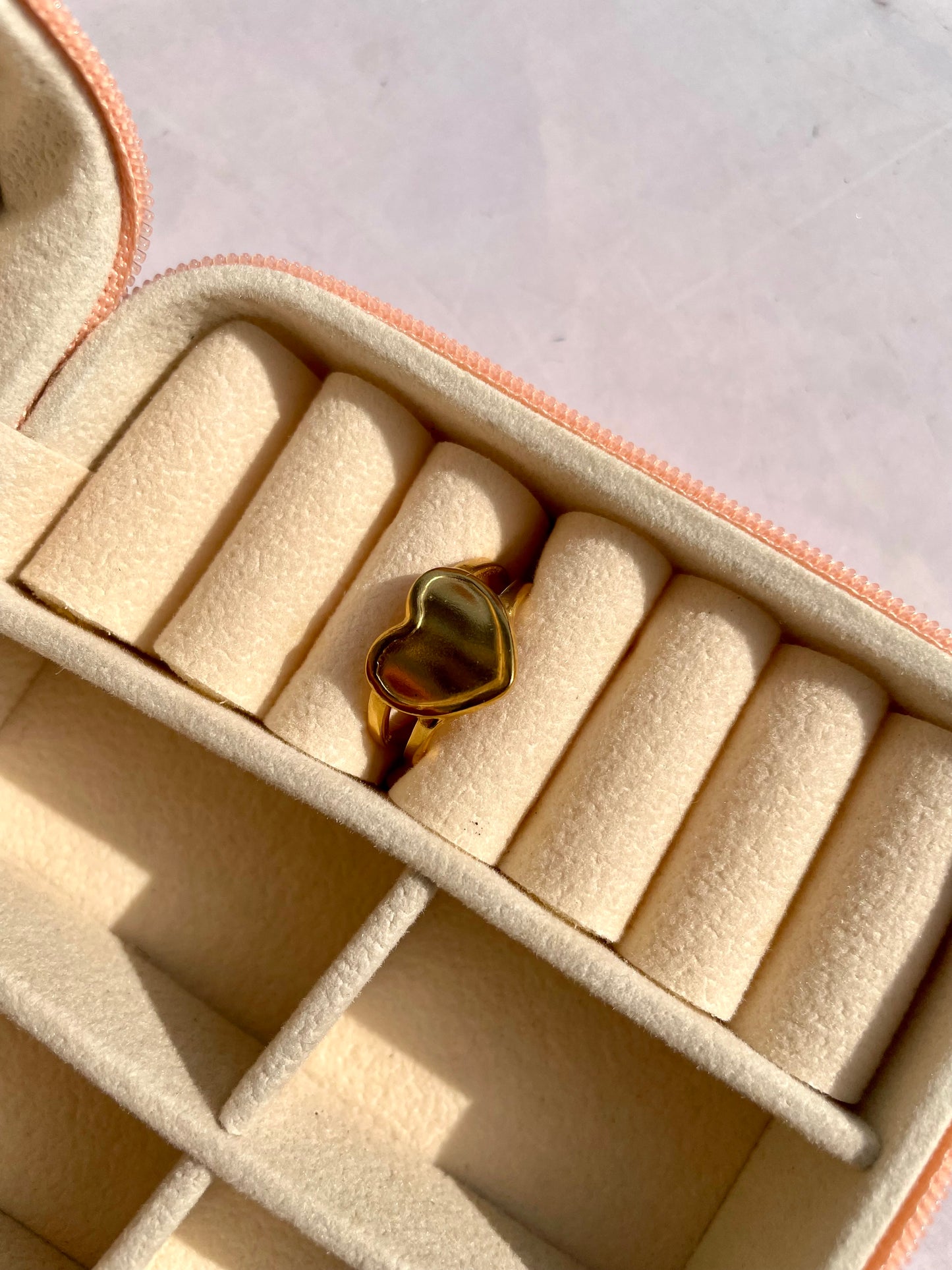 Premium heart anti tarnished adjustable ring