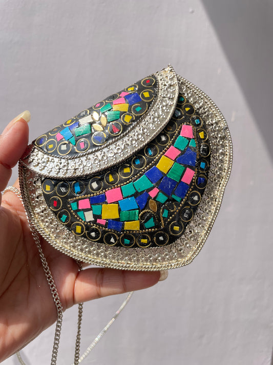 Stone work heavy Brass Mobile Sling bag (Medium size) jewellerylovers