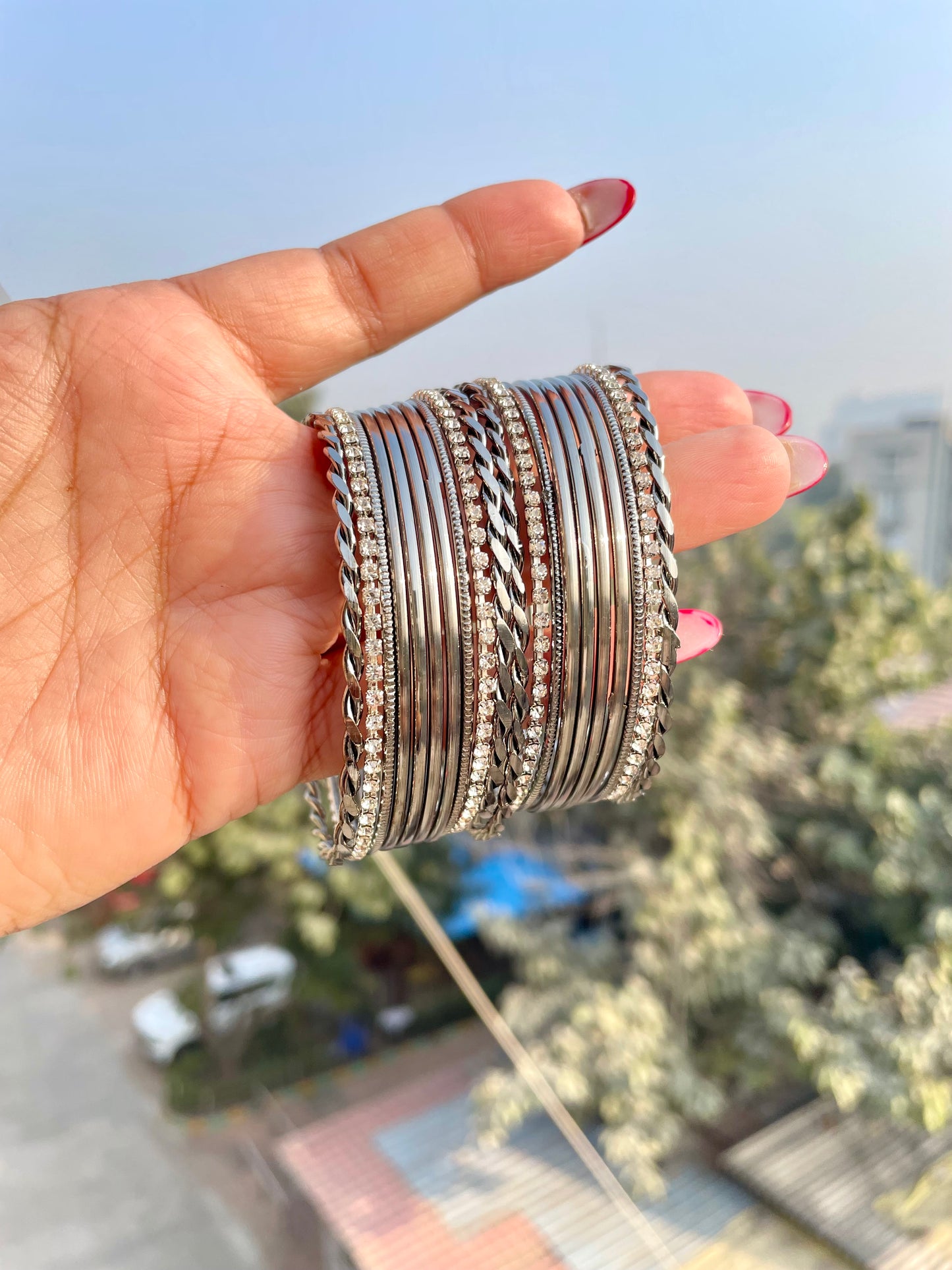 Black polish bangles set