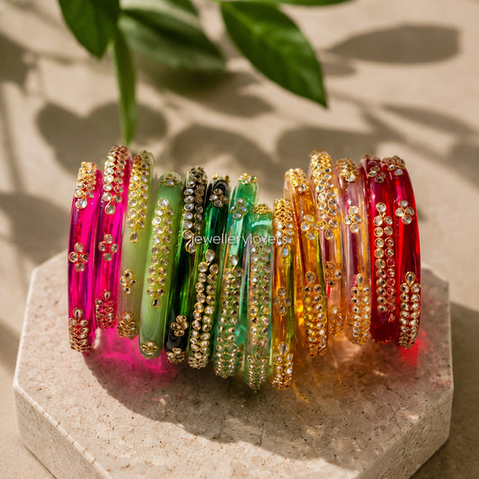 crystal beaded kada's 6 pairs (SIZE 2.8) jewellerylovers
