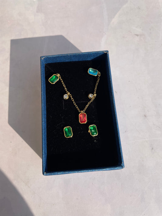 Premium multicolour necklace set with earrings