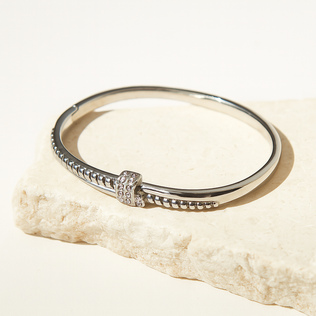 Silver beaded bangle | Bangle by Jewellery Lovers jewellerylovers