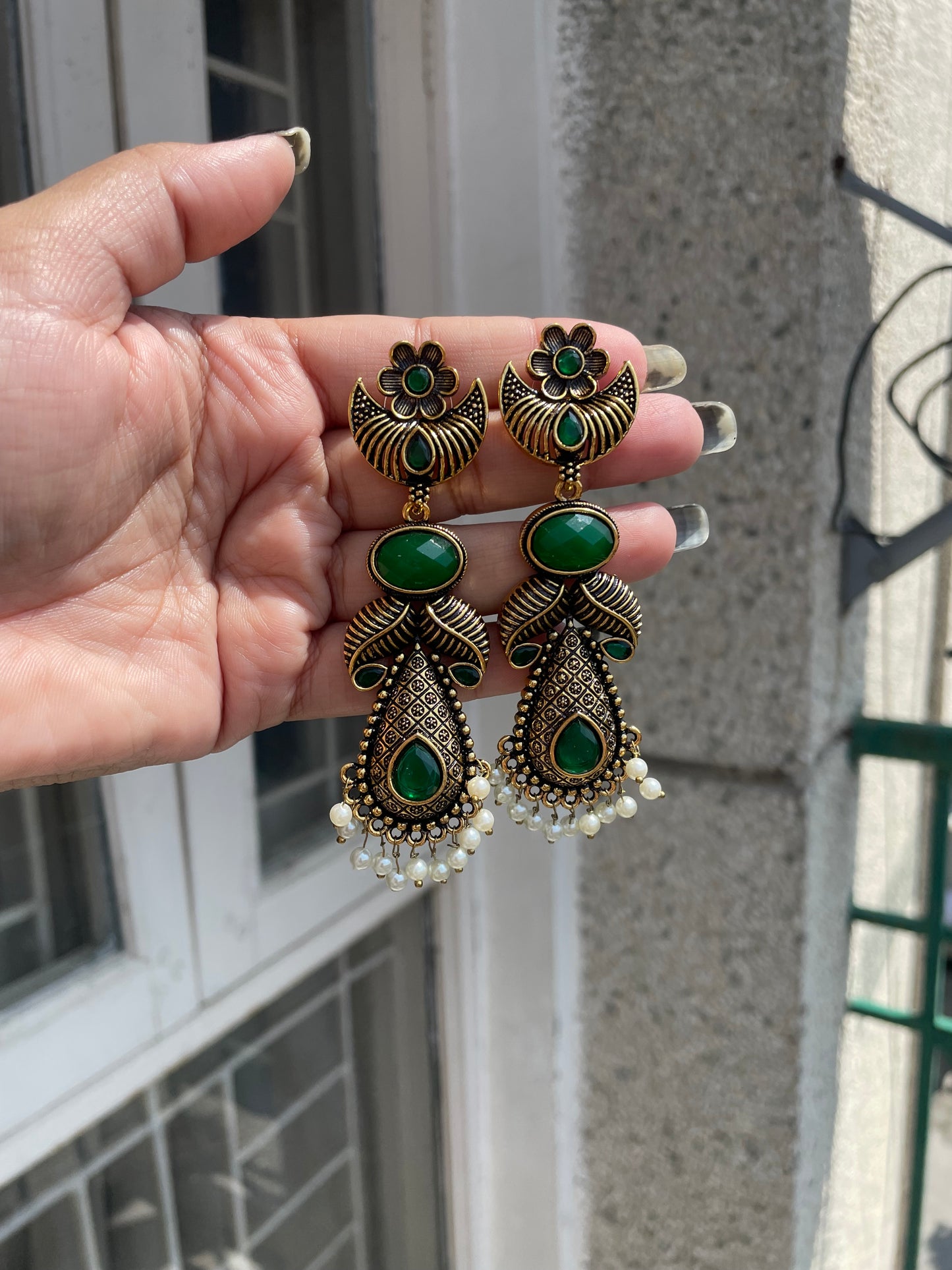 Leafy long jhumka