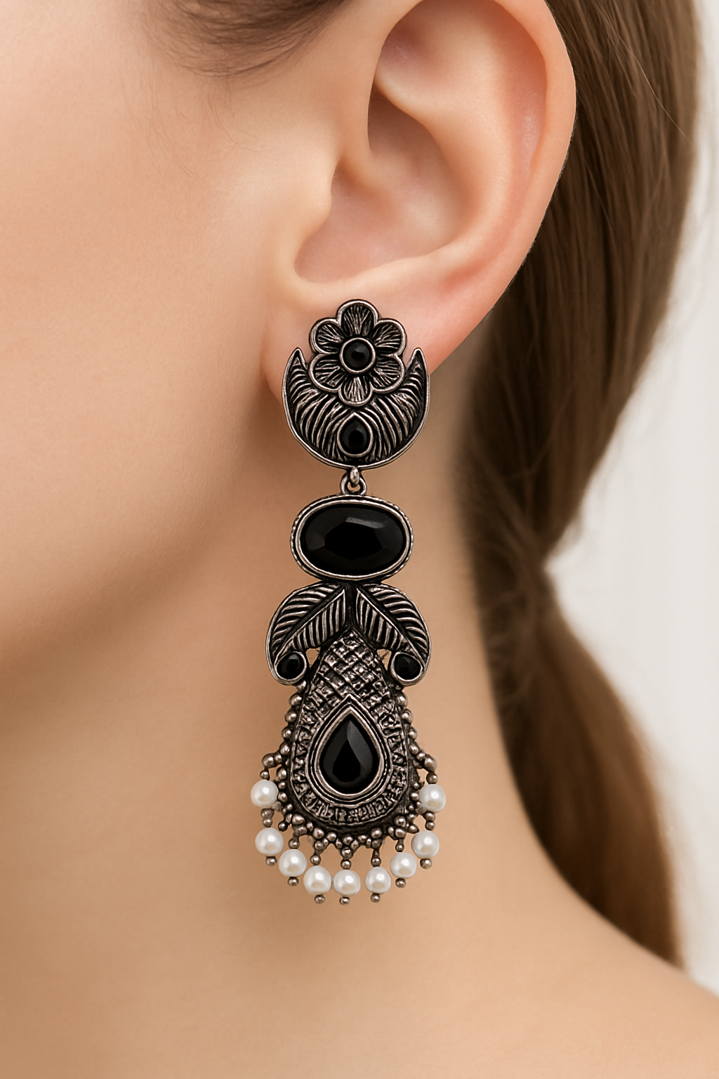Leafy long jhumka