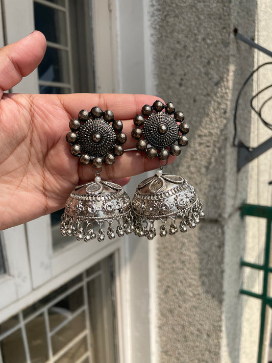 Silver shiny jhumka jewellerylovers