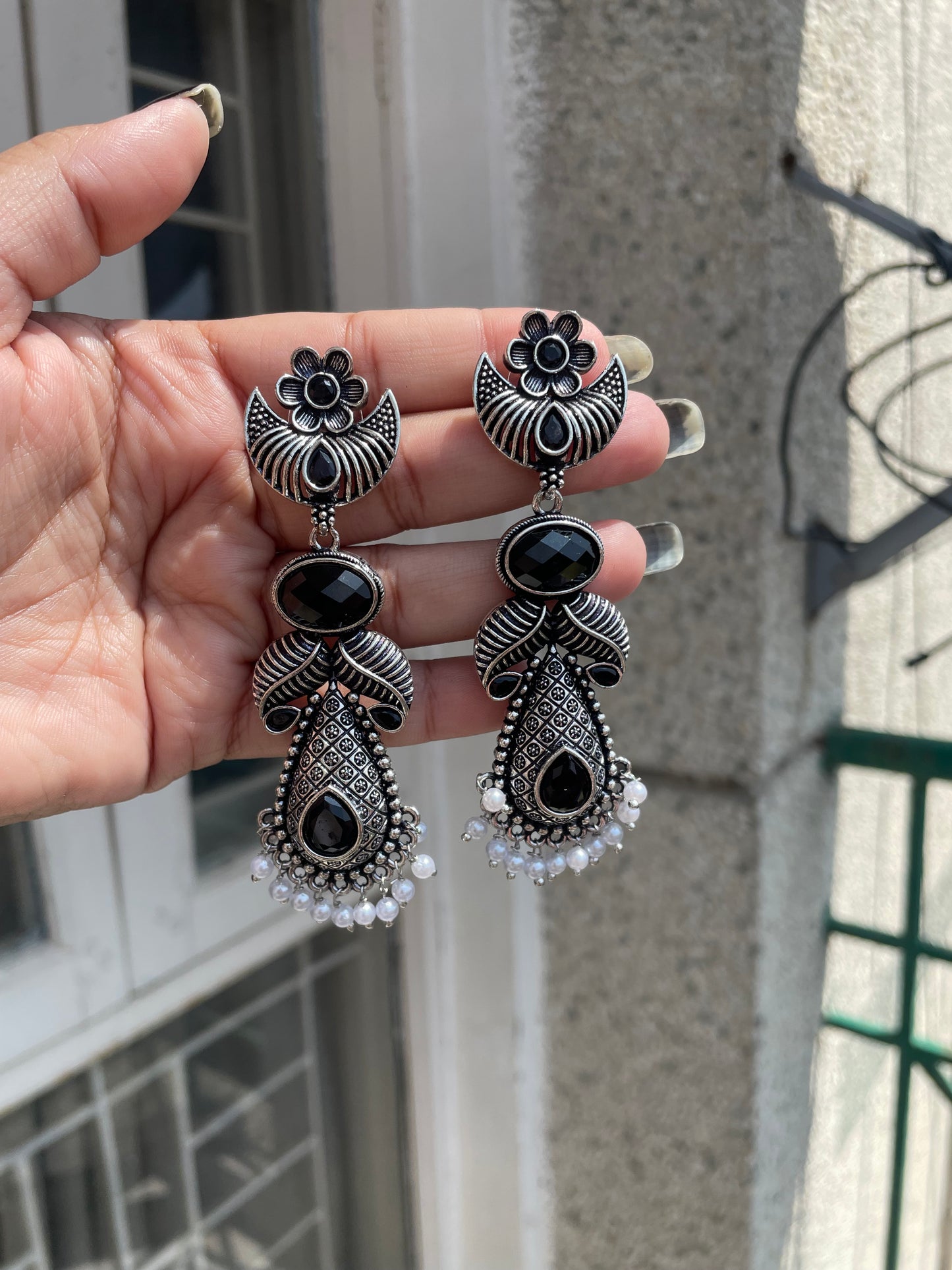 Leafy long jhumka