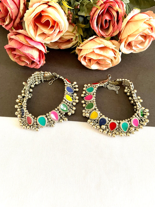 Multicolour beaded anklets