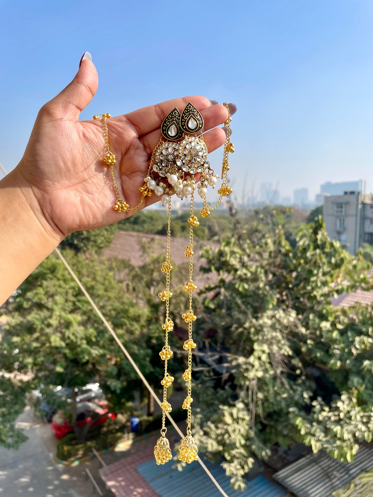 Jhumka with earrings extension jewellerylovers