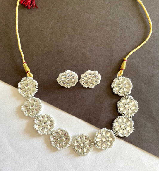 Shop flower white choker with studs at Jewellery Lovers. Anti-tarnish, trendy & perfect for daily or festive wear. Free shipping available. jewellerylovers
