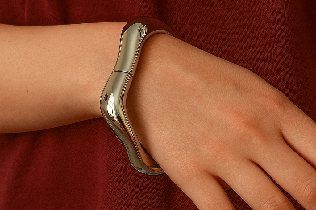  silver bangle cuff – anti-tarnish adjustable bracelet

