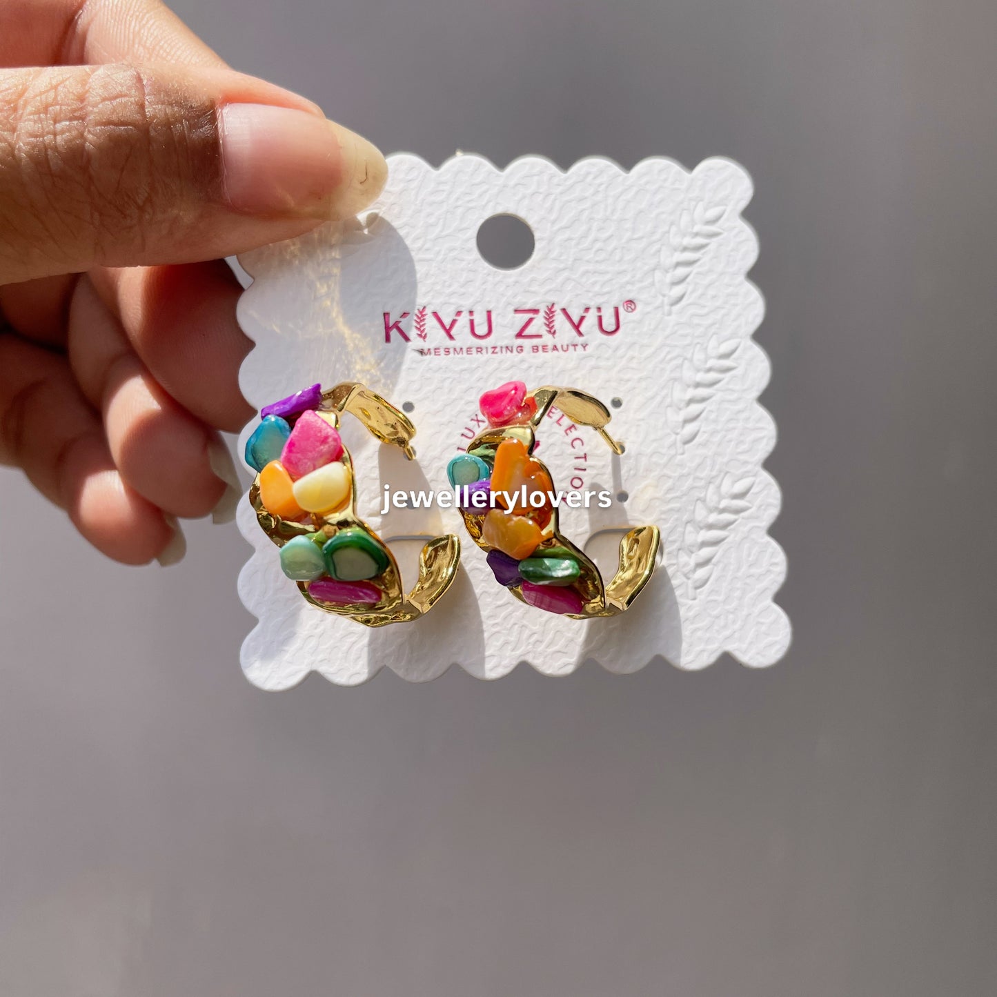 Multicolour stone Hoops jewellerylovers
