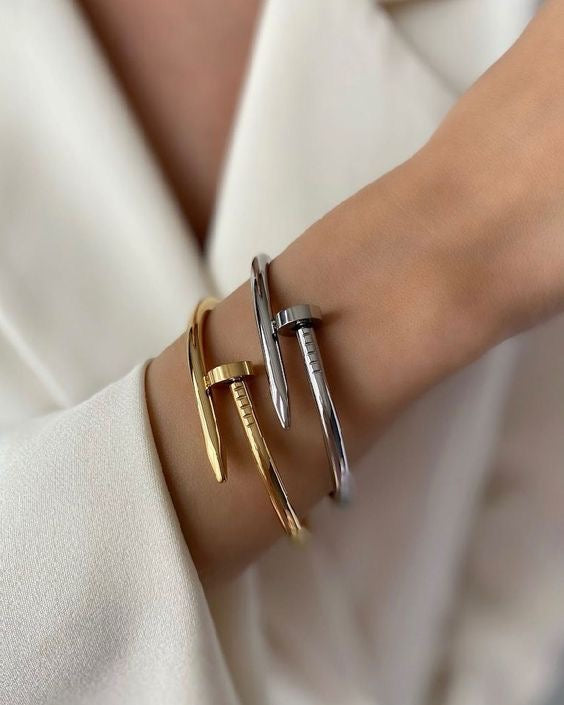 Anti-Tarnish Cartier Nail Bangle – Gold, Rose Gold & Silver jewellerylovers
