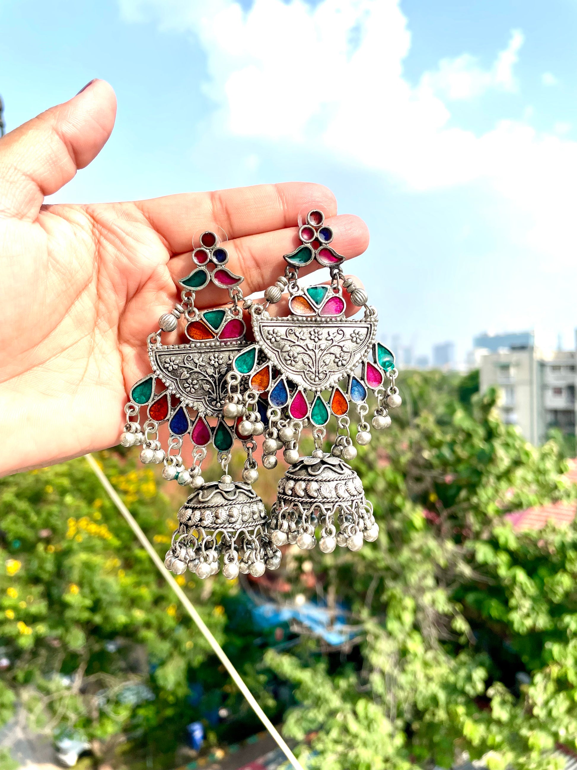 Multicolour jhumka jewellerylovers