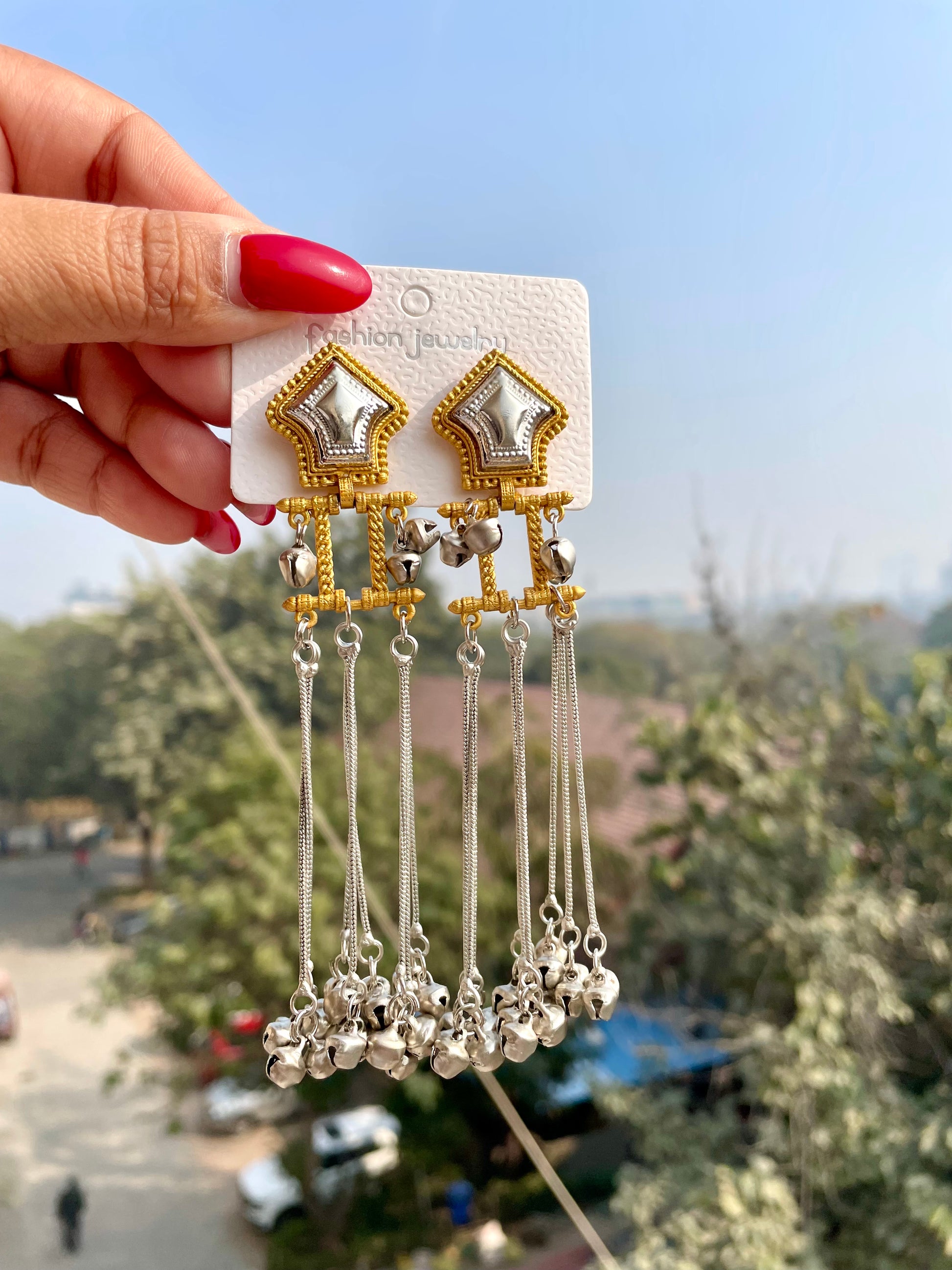 Dual shade jhumkas jewellerylovers