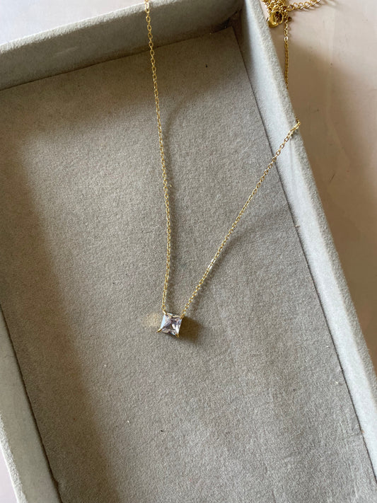 Mini square stone necklace