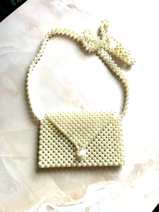 Beaded pearl bag with sling