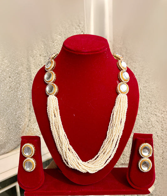 Shop kundan long necklace with earrings at Jewellery Lovers. Anti-tarnish, trendy & perfect for daily or festive wear. Free shipping available. jewellerylovers