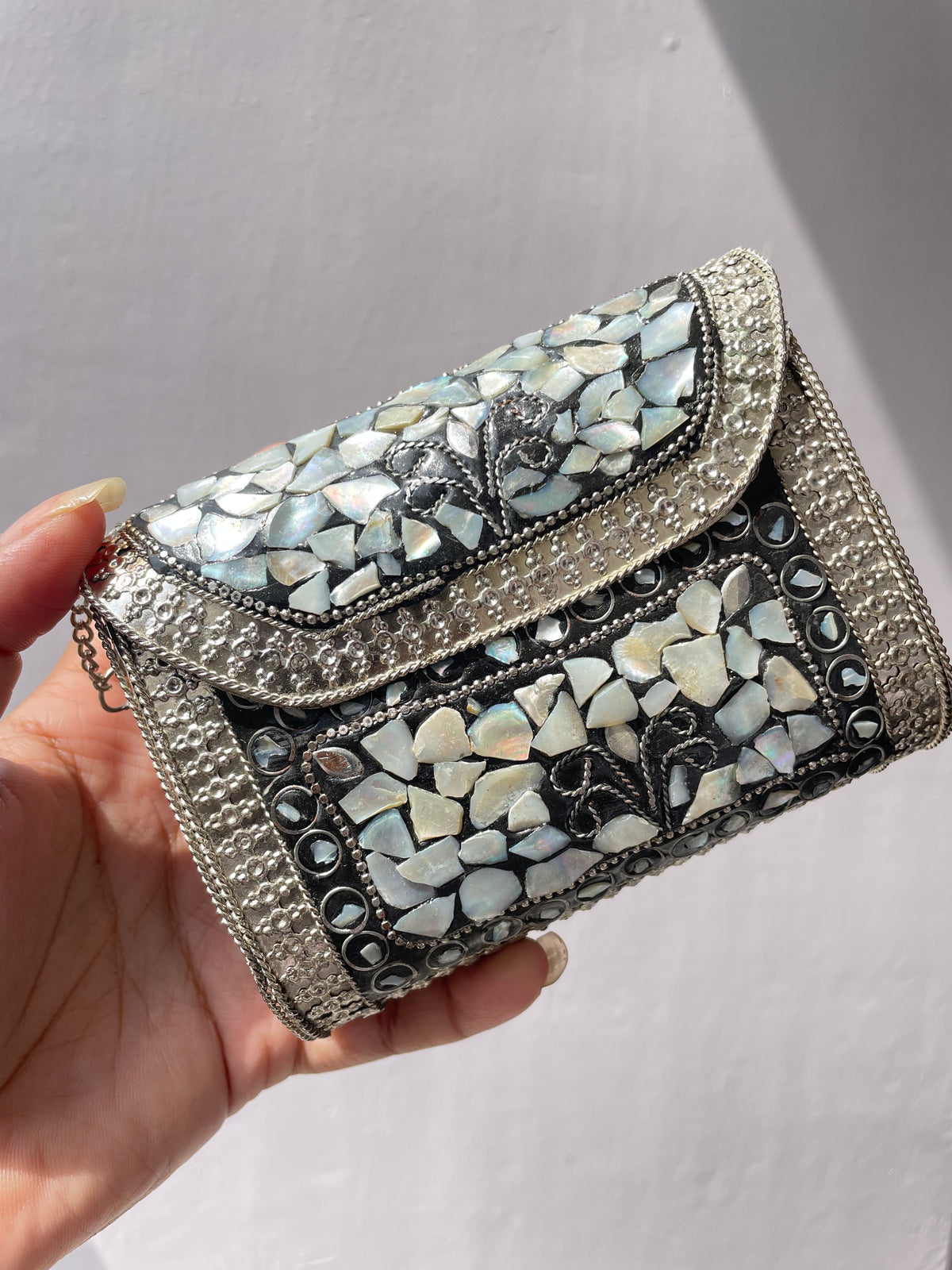 Stone work heavy Brass Mobile Sling bag (Medium size) jewellerylovers