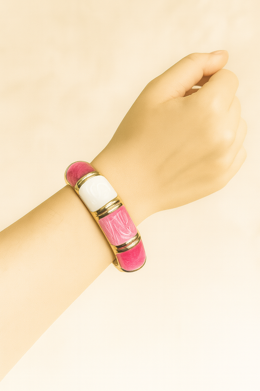 Pink and white enamel bangle jewellerylovers