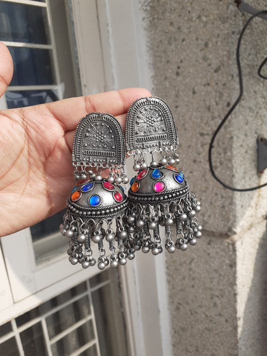 Black beaded jumbo jhumka