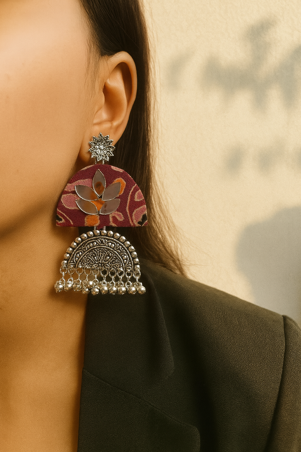 Handmade leafy jhumka