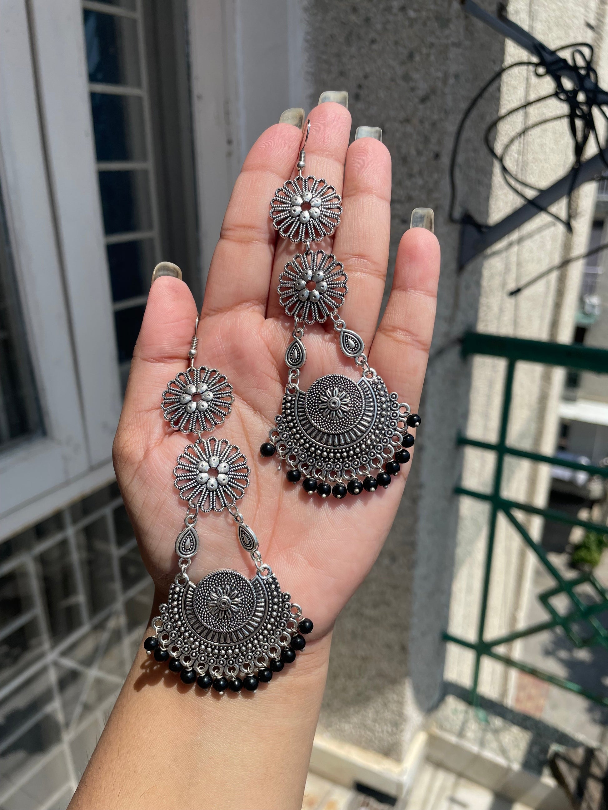 Dual layer oxidised earrings jewellerylovers