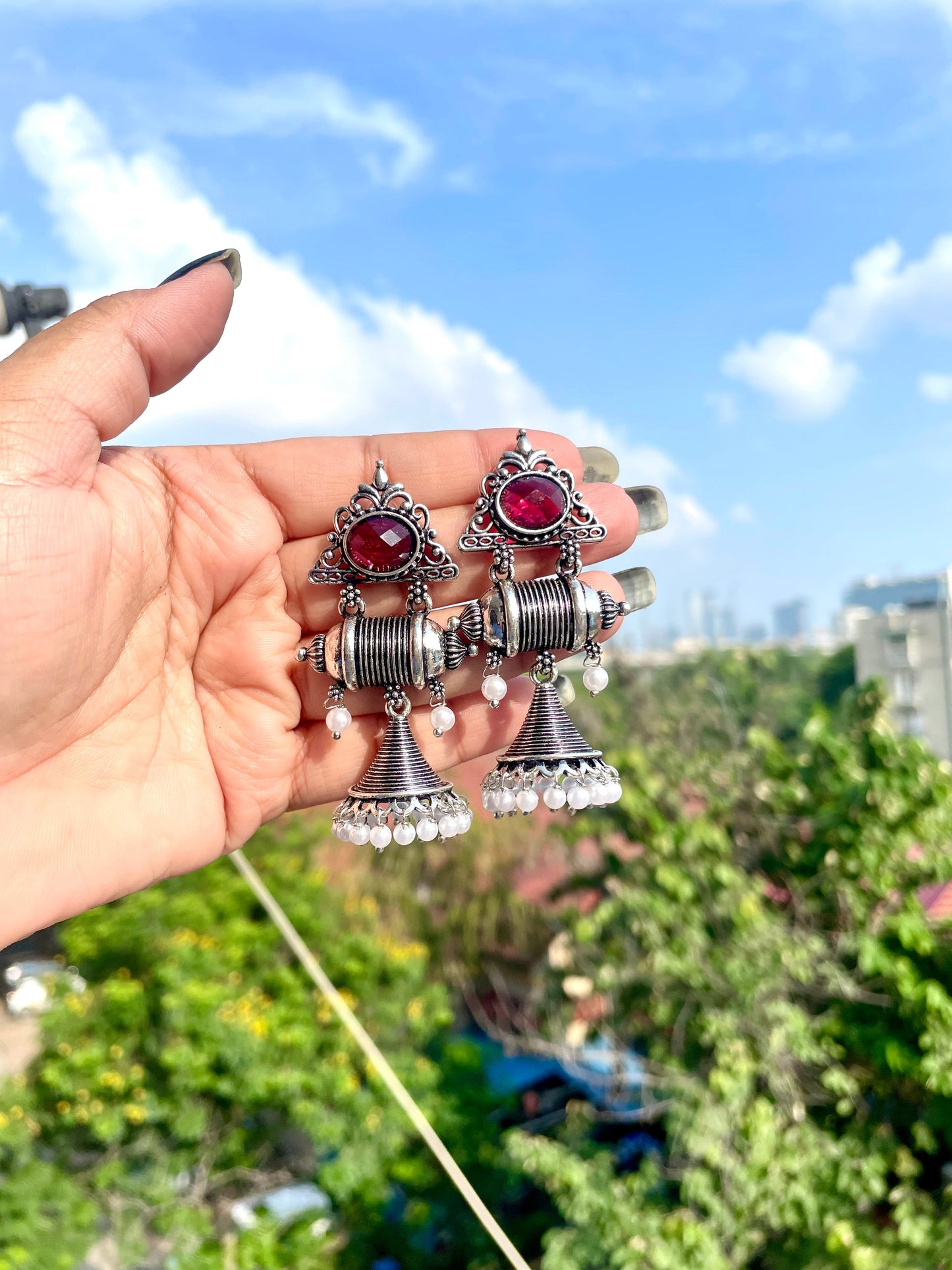 Beaded Silver Earrings jewellerylovers