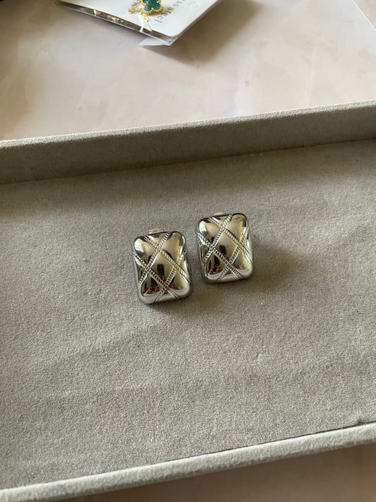Silver geometric studs