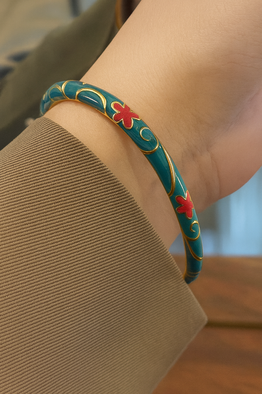 Flower sleek green bangle jewellerylovers