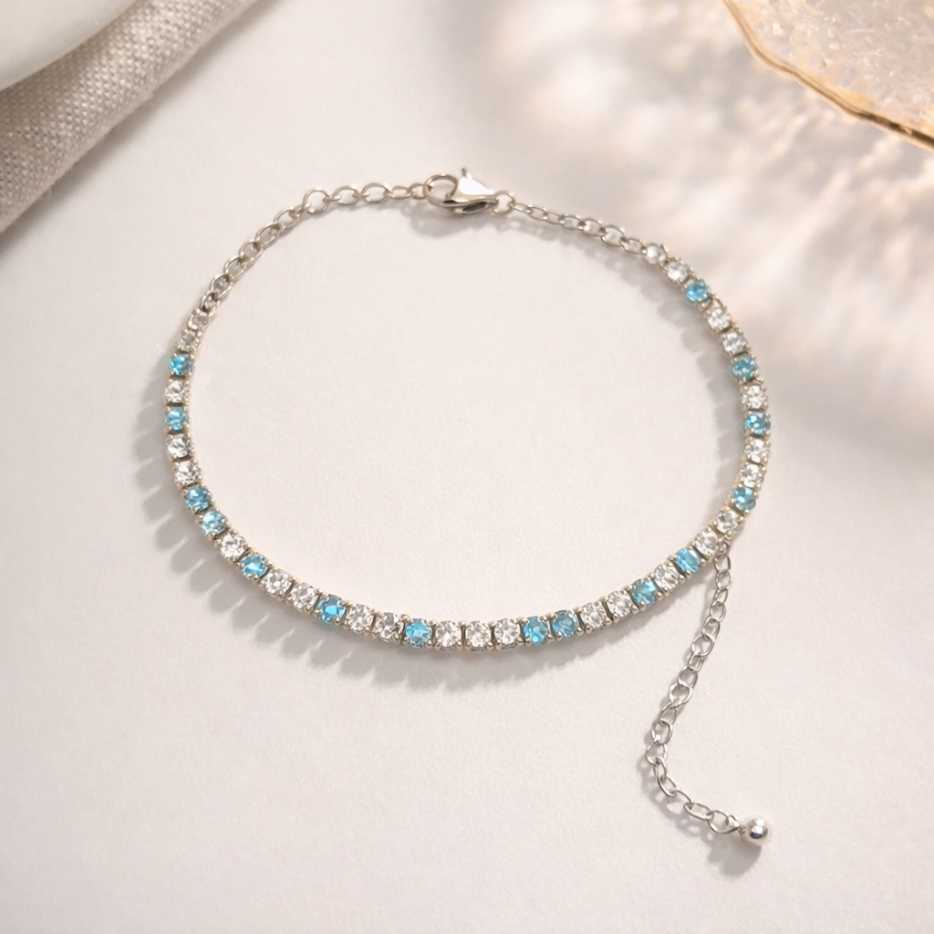 Blue and white crystal bracelet