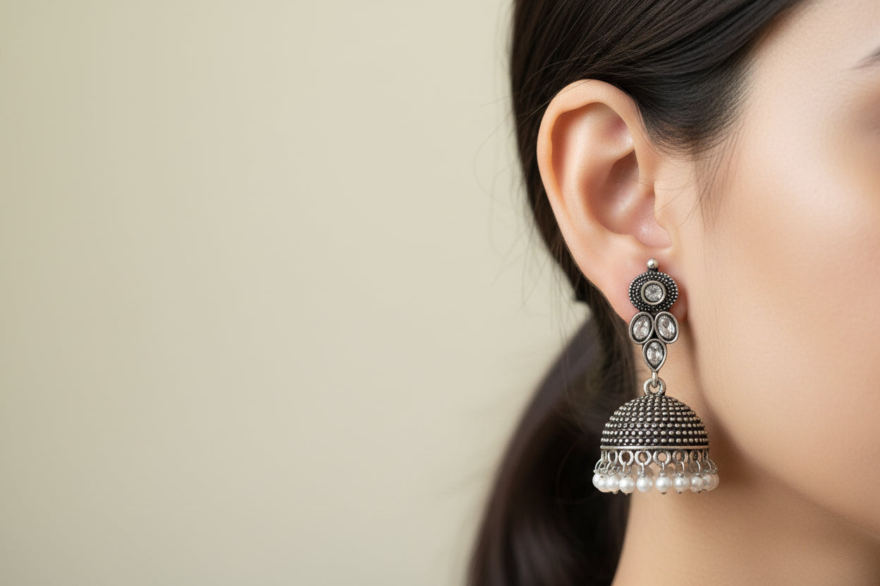 Kundan white jhumkas jewellerylovers