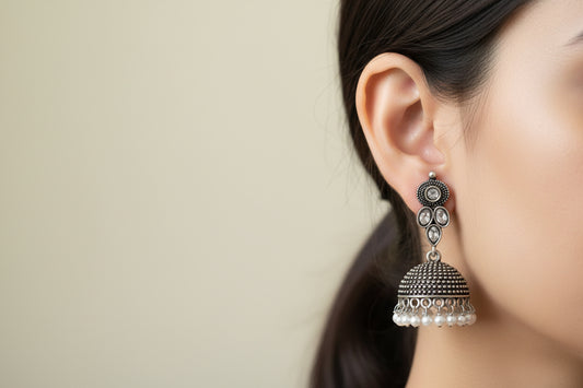Kundan white jhumkas jewellerylovers