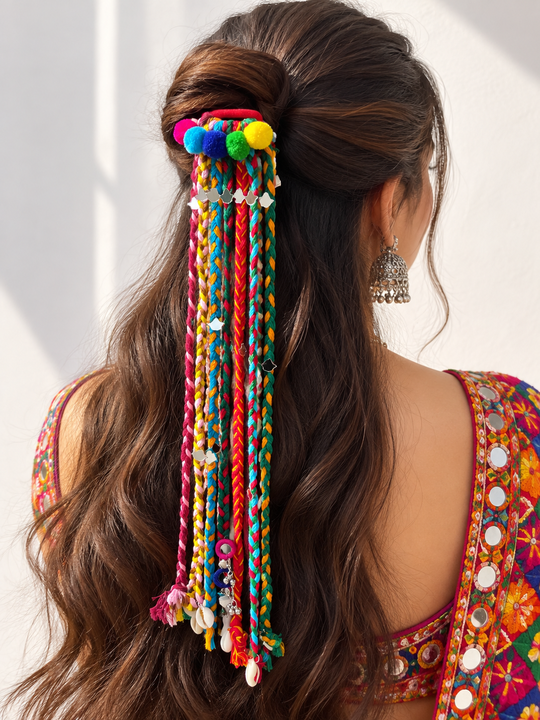 Multicolour mirror Garba special hair ties jewellerylovers