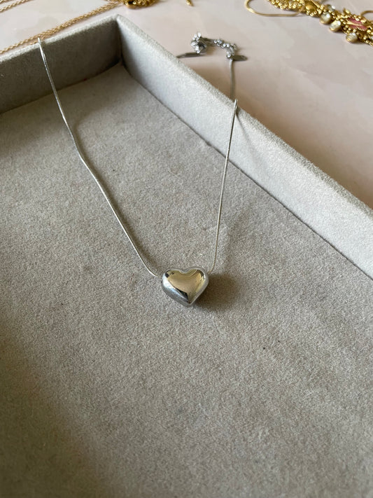 Silver bold heart necklace