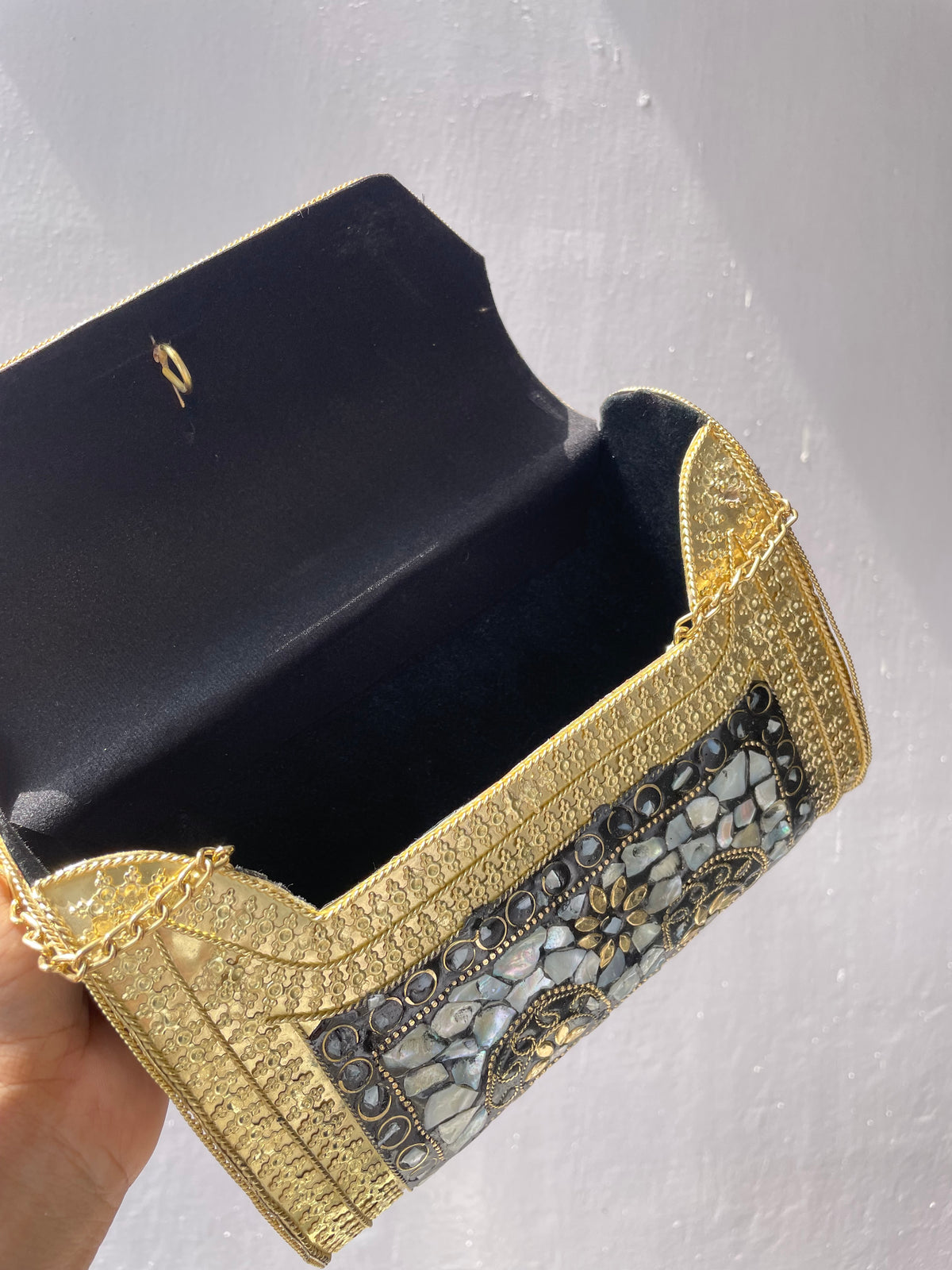 Stone work heavy Brass Mobile Sling bag (can fit mobile phones) jewellerylovers
