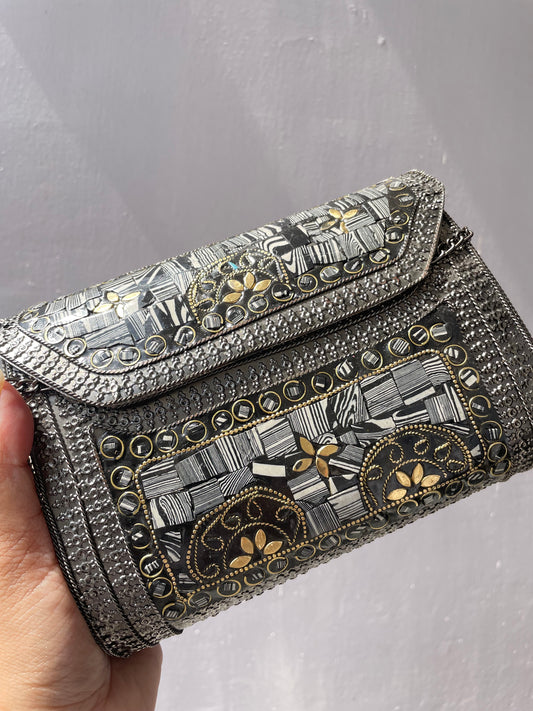 Stone work heavy Brass Mobile Sling bag (can fit mobile phones) jewellerylovers