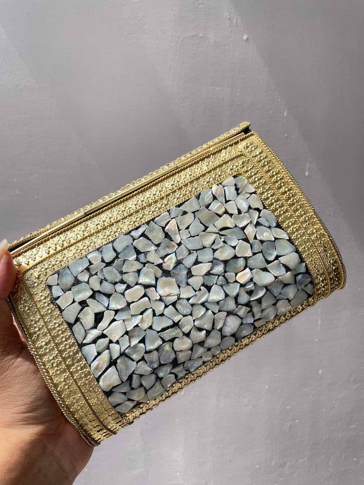 Stone work heavy Brass Mobile Sling bag (can fit mobile phones) jewellerylovers