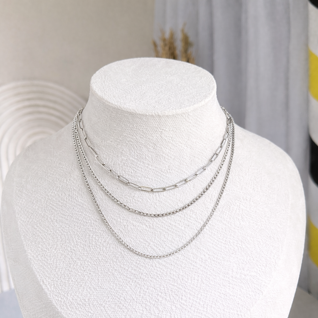 Premium triple layer anti tarnished silver necklace jewellerylovers