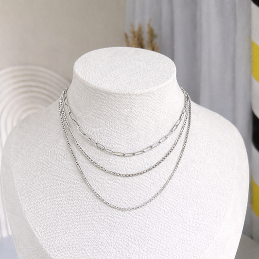 Premium triple layer anti tarnished silver necklace jewellerylovers