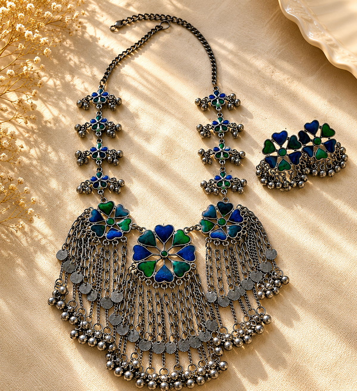 Ghungroo big size necklace with earrings jewellerylovers