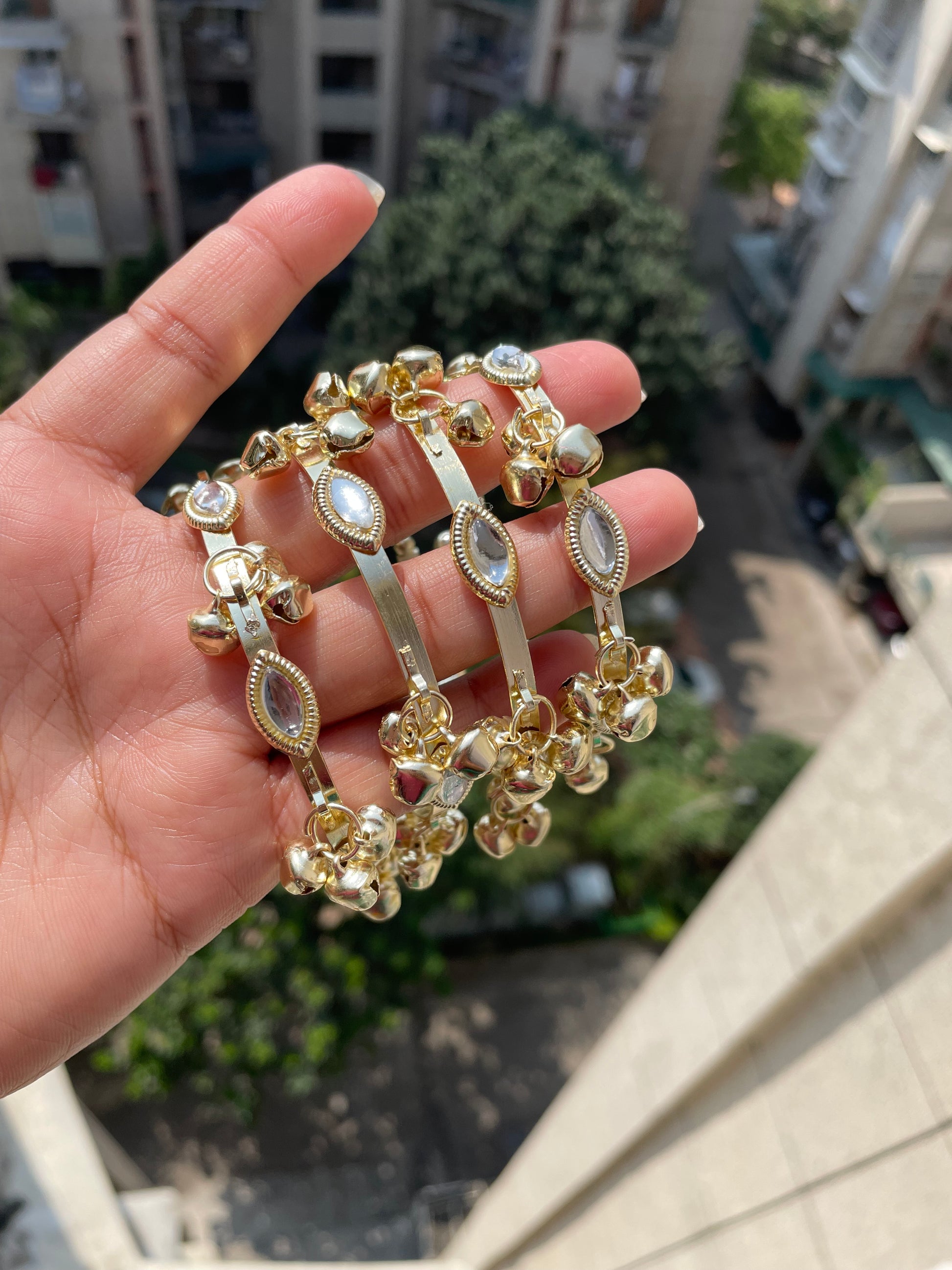 Mirror openable kashmiri ghungroo Bangles adjustable (set of 4) jewellerylovers