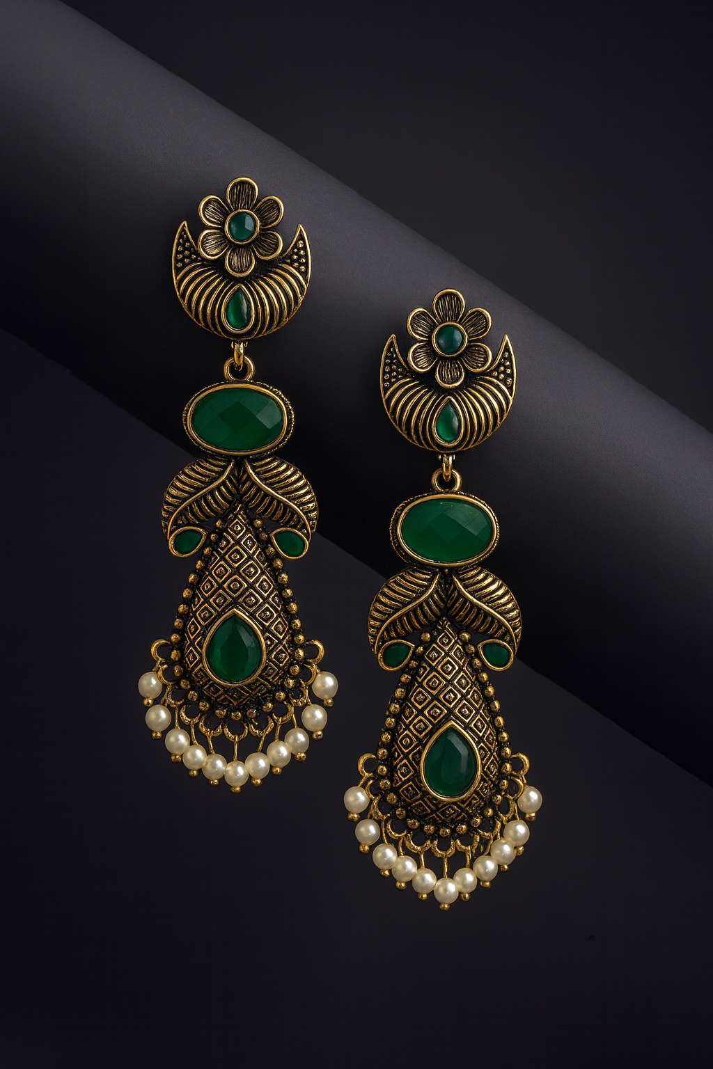 Leafy long jhumka