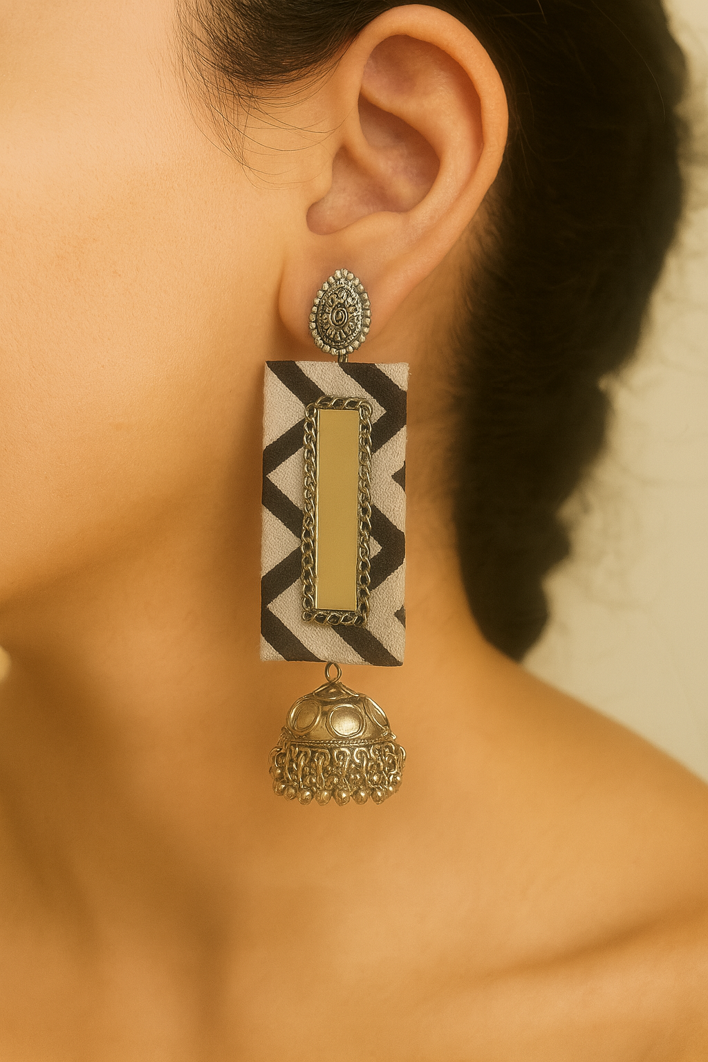 Long mirror jhumka