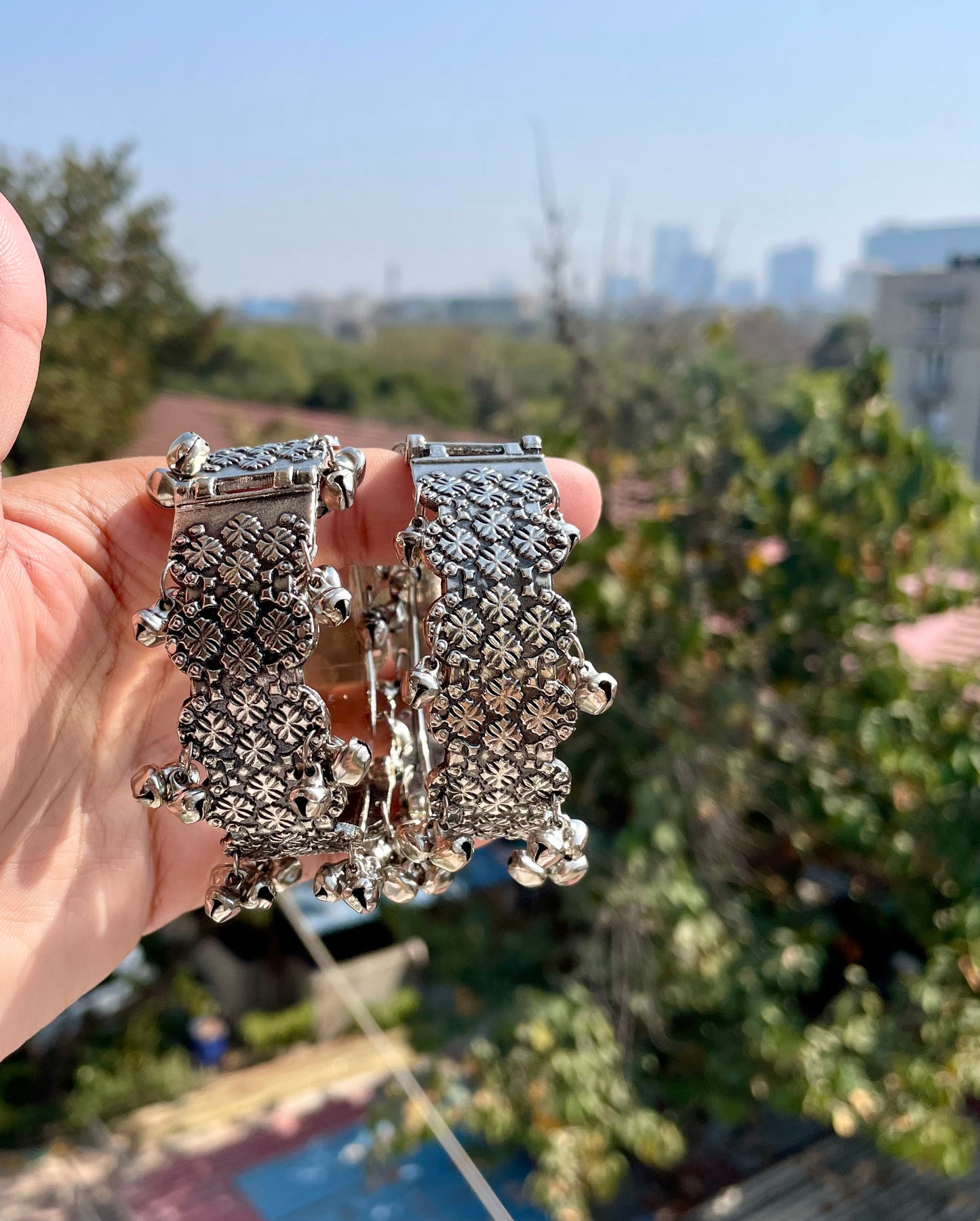 Openable silver ghungroo bangles (pair) jewellerylovers