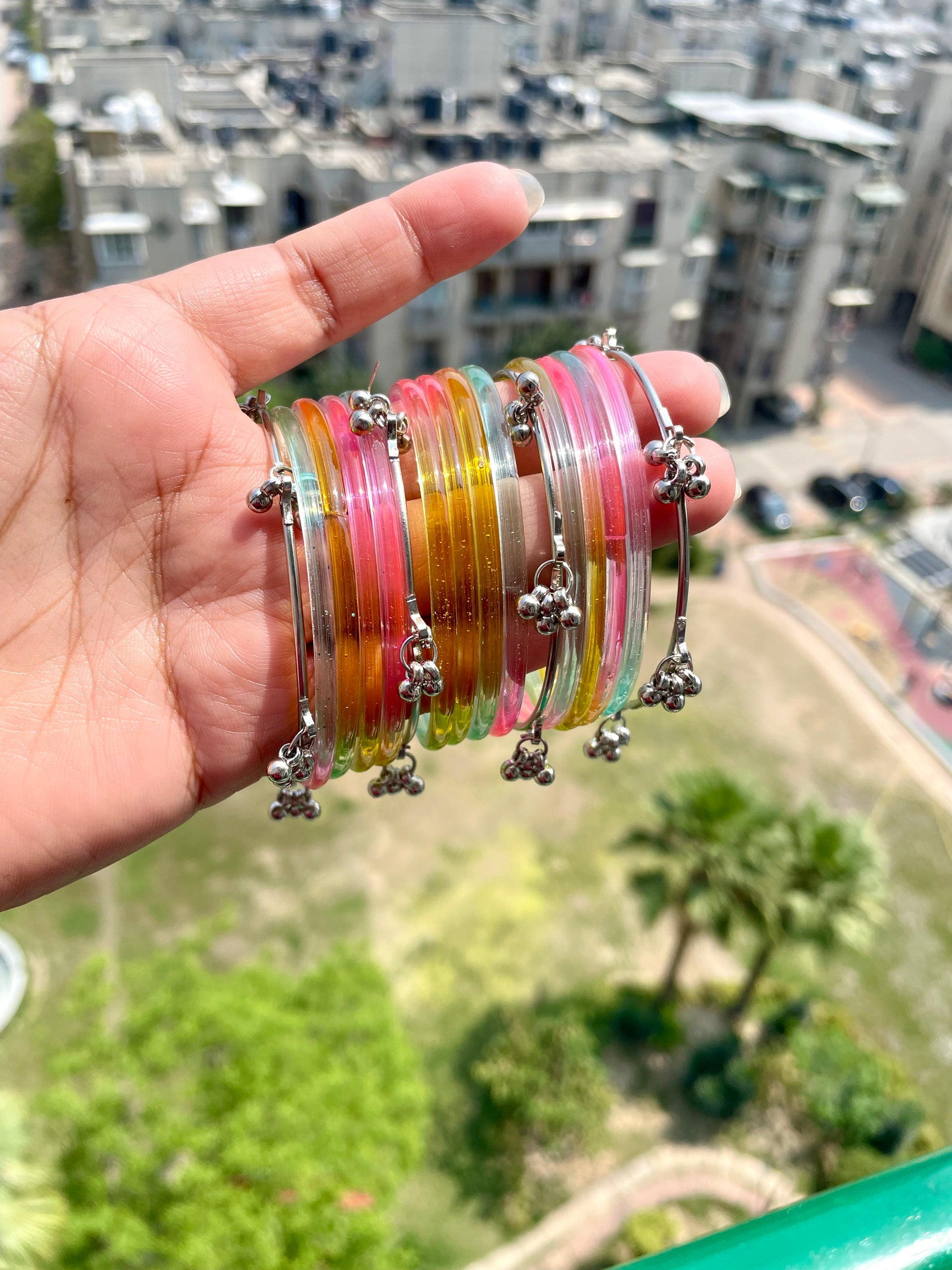 Plain glass bangles with Kashmiri (set of 16 bangles) jewellerylovers